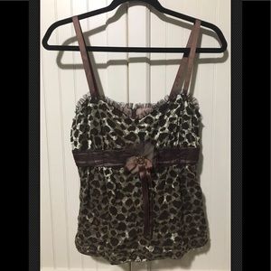 NANETTE LEPORE Leopard Print Frilly Corset Top sz6